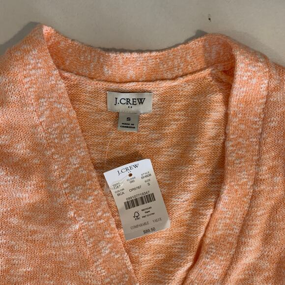 J Crew Sweater Women S Small Creamsicle Beach Cardigan Loose Knit Slouchy Pocket - Picture 6 of 10